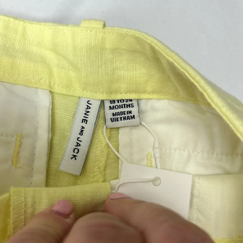 Janie and Jack 100048999 Boy Sunny Yellow Linen-Cotton Shorts NWT